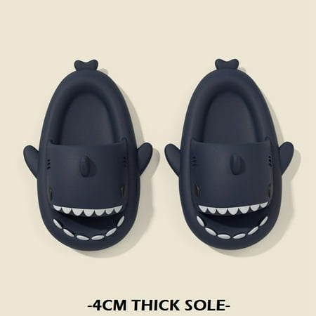 

QWZNDZGR 4cm Soft Women Man Shark Slippers Summer Beach Flip Flops Non-Slip Cute Couple Outdoor Cool Indoor Household Funny Shark Slides