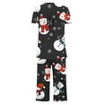 thumbnail image 4 of Casual Christmas Loungewear Set for Women Two Piece Round Neck Button Pleated Tops with Capris Comfy Casual Homewear, 4 of 5