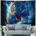 thumbnail image 4 of Fenyluxe  Tiger Tapestry Cool Lightning Tiger with Firm Eyes Wall Tapestry Animal Prints Wall Hanging for Living Room, Bedroom, Dorm, Blue  40x30inch, 4 of 6