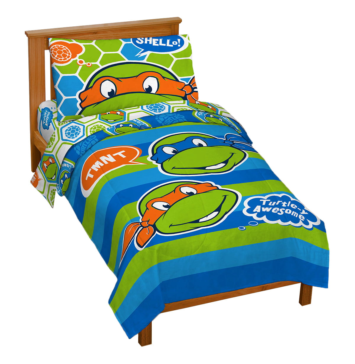 Jay Franco Nickelodeon Teenage Mutant Ninja Turtles Turtley Awesome Toddler Bed Set 