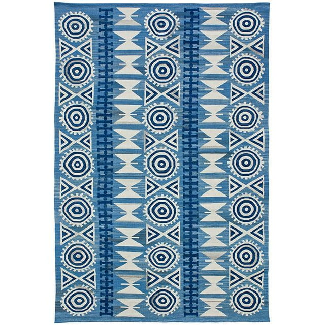 Due Process Stable Trading Flatweave Andalousian No. 2 Zone Denim Rug&44; 5 x 8 Pi.