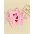 thumbnail image 2 of Bagilaanoe Toddler Baby Girl Valentine's Day Sweatshirt Long Sleeve Letter Embroidery Pullover 6M 12M 18M 24M 3T Kids Loose Tee Tops, 2 of 8