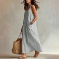 thumbnail image 5 of PRINxy Women's Sleeveless U Neck Linen Maxi Dress with Pockets Boho Flowy Long Dress for Summer Beach Vacation Daily Casual Wear Gray XXL, 5 of 7