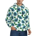 thumbnail image 2 of Fotbe Men's Hoodie with Blue Sunflowers Pattern - Kangaroo Pocket Pullover Hooded Sweatshirt, Perfect for Daily Wear, Travel, and Home-X-Large, 2 of 7