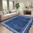 thumbnail image 5 of Scalloped Large Modern Abstract Area Rug 10x13 Washable Rug for Living Room, Non-Slip Soft Carpet for Bedroom, Scalloped Low-Pile Solid Print Rug for Dining Room Home Office, Navy Blue, 5 of 8