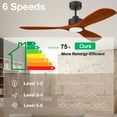thumbnail image 4 of 52 Inch Black Lighting Wood Bedroom Patio Porch Smart Ceiling Fans with Lights Remote,Quiet DC Motor, 4 of 7