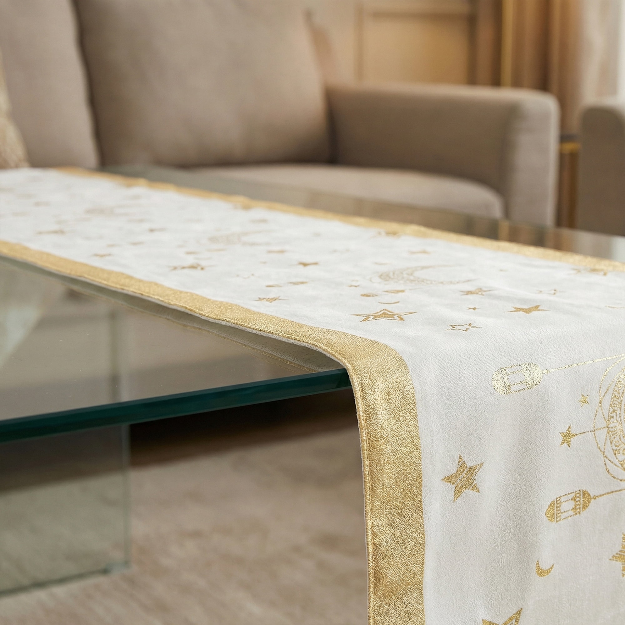 Unique Bargains Long Polyester Kitchen Runner Table Runner for Decor White 13"x94.5"