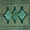 thumbnail image 1 of Ahgly Company Machine Washable Indoor Square Persian Turquoise Blue Traditional Area Rugs, 3' Square, 1 of 4