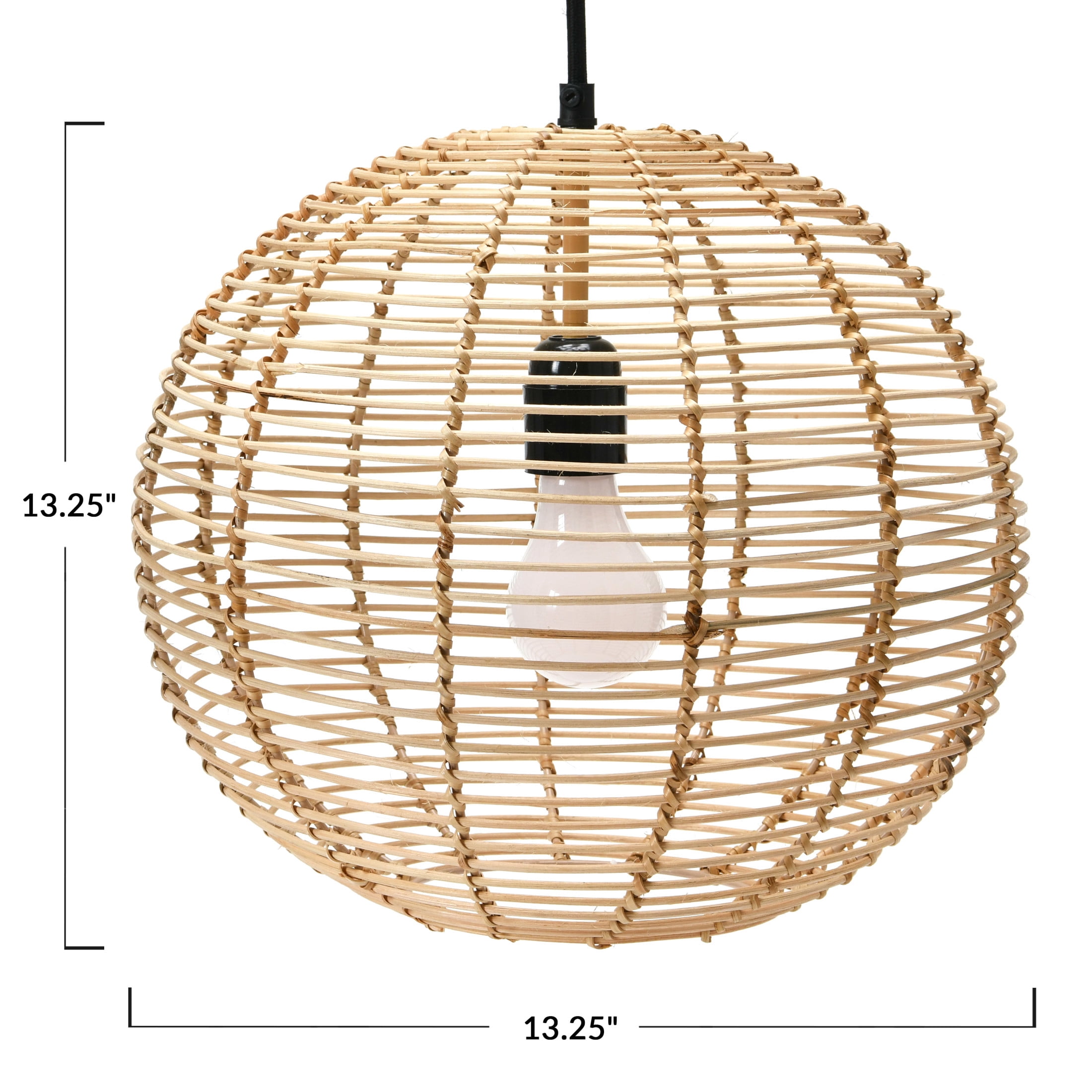 Creative Co-Op Modern Boho Hand Woven Rattan Ceiling Light, Natural