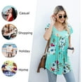 thumbnail image 4 of Anyjoin Women's Short Sleeve Tunic Tops Casual Print Pleated Blouse, 4 of 5