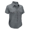 thumbnail image 6 of Mens Linen Shirt Casual Short Sleeve Button Down Shirts Summer Beach Vacation Tops Gray 2XL, 6 of 6
