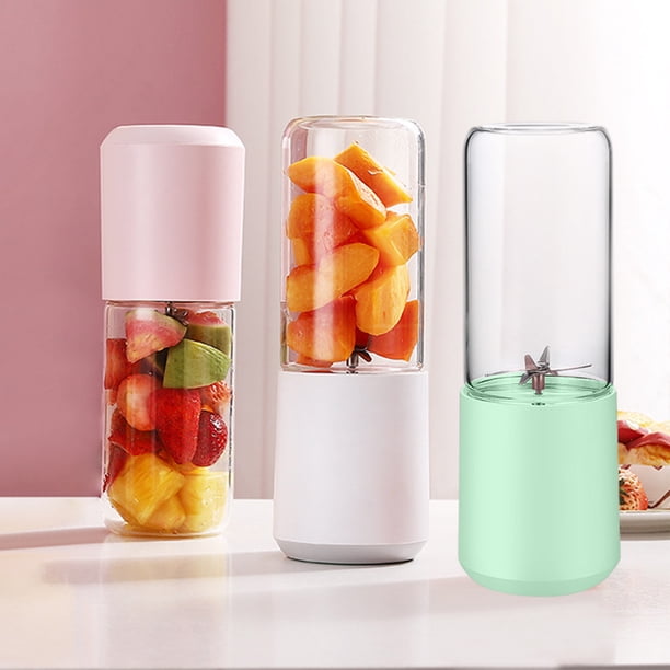 Exprimidor Portátil Recargable Por Usb de 400 Ml con 6 Cuchillas de Acero Inoxidable, Vaso de Vidrio y Batería de 1500 Mah para Uso Doméstico y de Viaje.