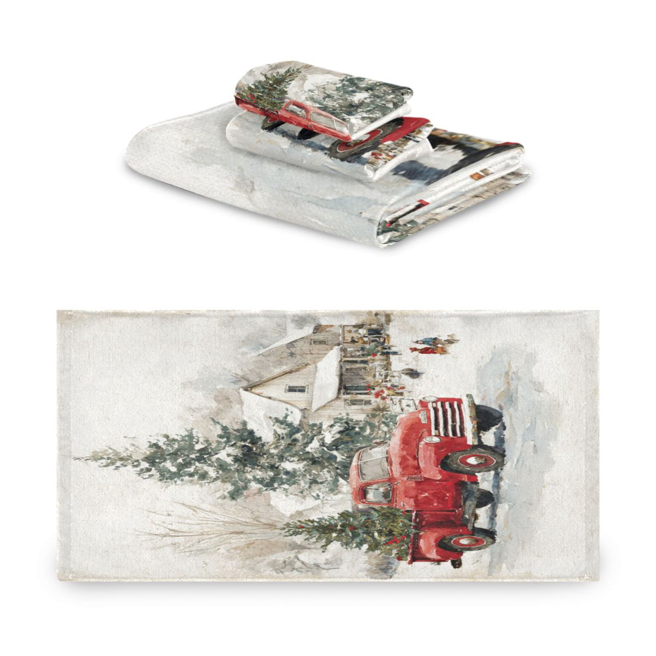 3 Piece Bath Towels Set Bath Towel, Hand Towel and Face Towel for Bathroom, Gym, Hotel Truck with Christmas Decorations