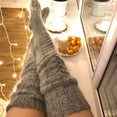 thumbnail image 2 of Warm Knitted Knee Socks High Socks Thigh High Gray, 2 of 3