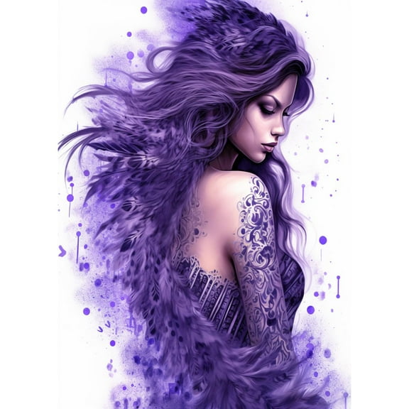Beautiful Woman with Flowing Long Hair 5D Diamond Art DIY Paint with Full Drill Round Diamond Gems Painting by Number Kits for Adults Art Craft Home Wall Decor 11.8x15.8in
