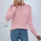 thumbnail image 1 of Suéter de cuello redondo para mujer, suéter de punto de color liso con cuello redondo y manga larga, tops para mujer, 1 of 8