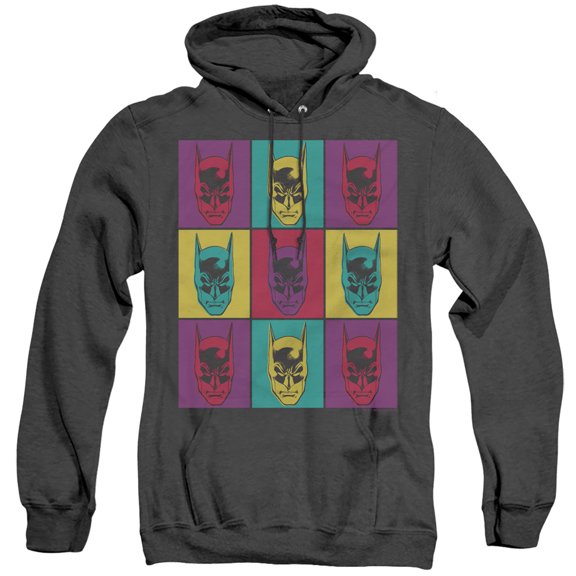 Batman Warhol Batman Adult Heather Hoodie Sweatshirt Black