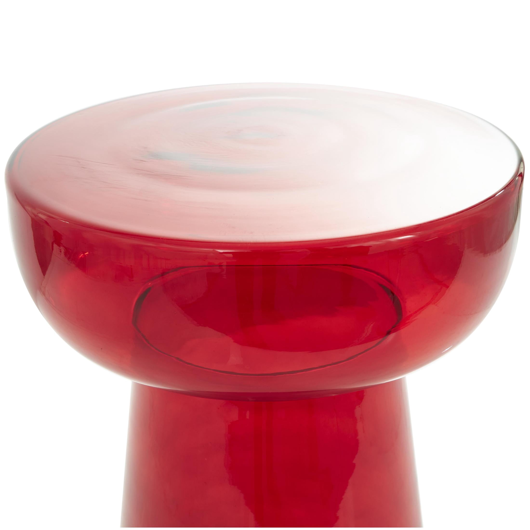 DecMode 14" x 20" Red Glass Modern Accent Table, 1-Piece