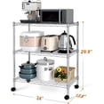 thumbnail image 4 of QUIOCOZY Heavy Duty 3-Tier Wire Shelving with Wheels, Adjustable Steel Storage Rack, 750 Lb Capacity, Chrome, 24" x 14" x 30", 4 of 8