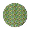 thumbnail image 1 of Tropical Mouse Pad for Computers, Pattern of Colorful Illustration of Big Leaves on Geometric Silhouettes, Round Non-Slip Thick Rubber Modern Mousepad, 8" Round, Green and Multicolor, by Ambesonne, 1 of 2