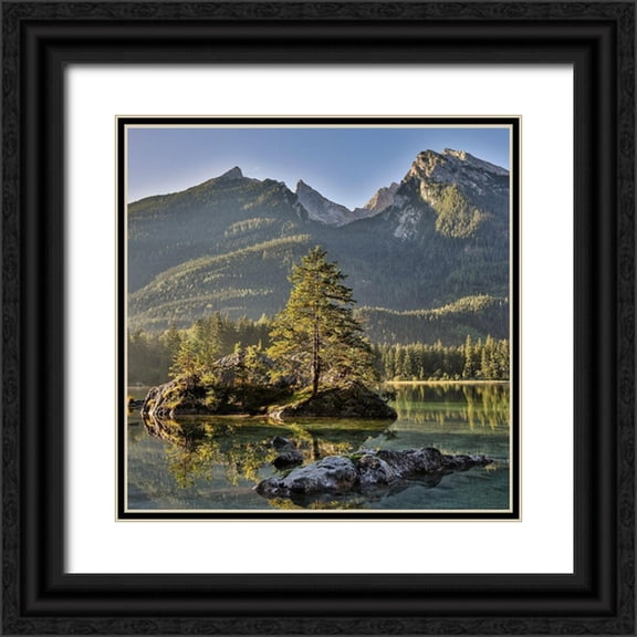 Looney, Hollice 20x20 Black Ornate Wood Framed with Double Matting Museum Art Print Titled - Germany-Bavaria-Ramsau bei Berchtesgaden-Lake Hintersee in Morning Light