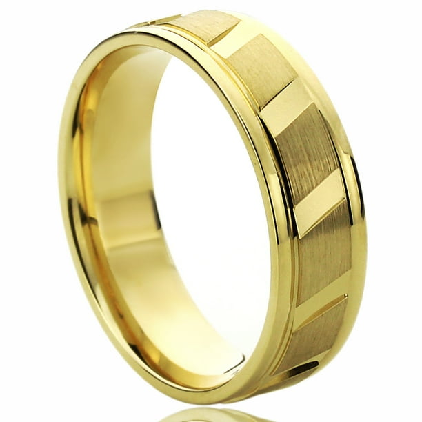 Pristine J - Men Women 14K Yellow Gold Wedding Band 6mm Brushed ...