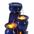 thumbnail image 5 of Teamson Home 4-Tier Outdoor Cascading Bowl Solar Powered Water Fountain with LED Lights, Navy, 5 of 12