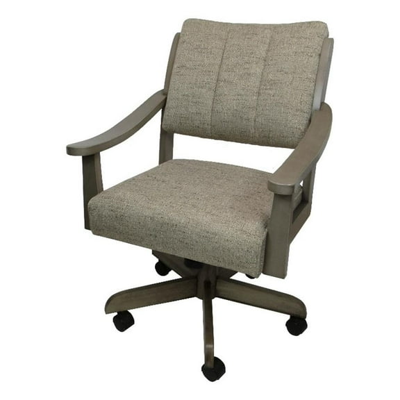 Caster Solid Wood Dining Chair Casa - Driftwood Beige Fabric on Asian Gray Wood