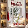 thumbnail image 4 of Merry Christmas Valances for Windows, Winter Red Plaid Elk Xmas Linen Rod Pocket Valance Short Window Treatments Curtains for Kitchen Bathroom Bedroom Decor, 42 x 18 Inches, 4 of 9