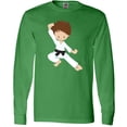 thumbnail image 3 of Inktastic Cute Boy, Brown Hair, Black Belt, Karate Pose Long Sleeve T-Shirt, 3 of 5
