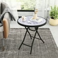 thumbnail image 1 of Costway 18" Folding Side Table Round Compact Coffee Table with Tempered Glass Tabletop Gray, 1 of 10