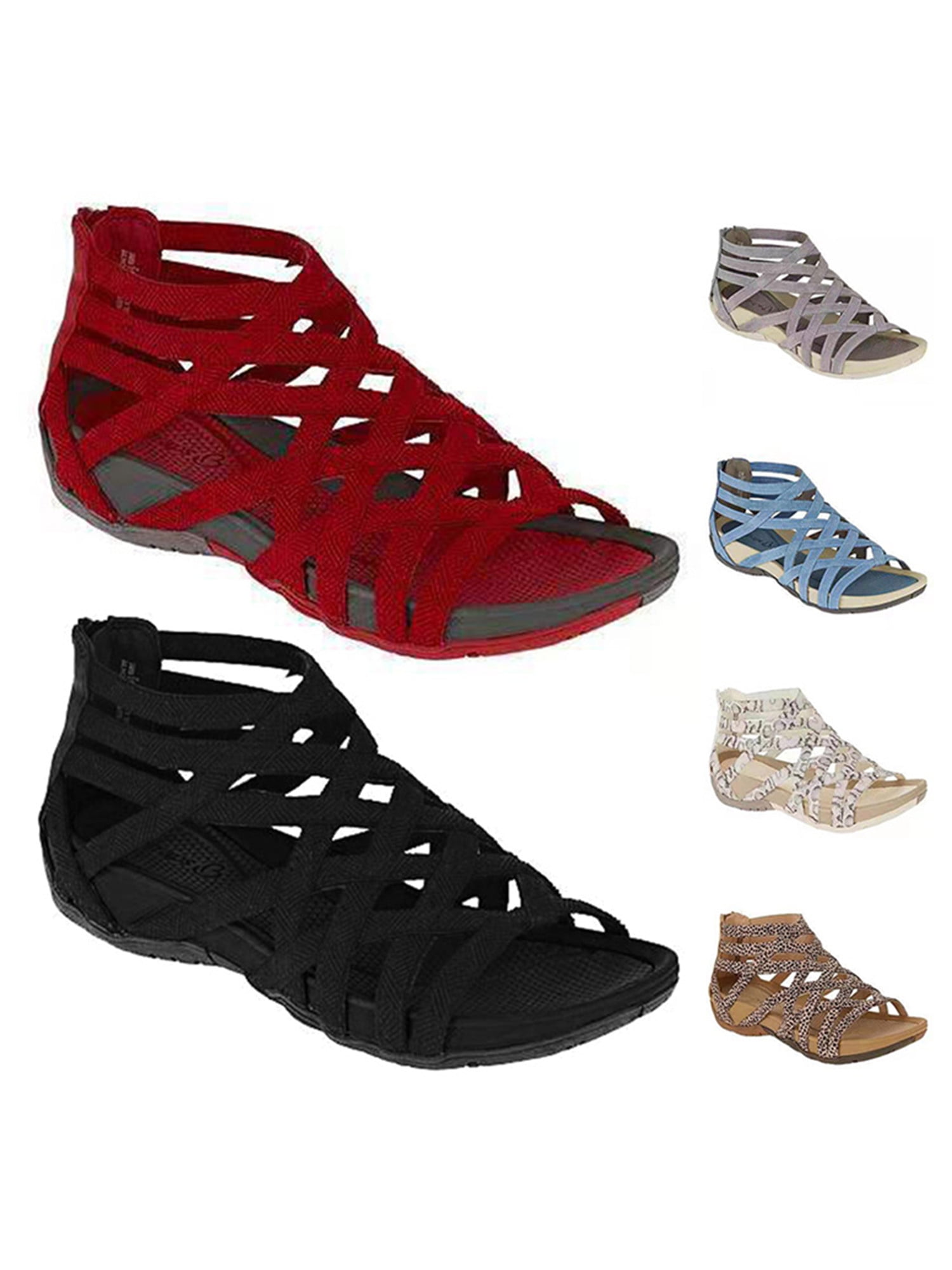 SIMANLAN Womens Wedge Sandals Comfort Hollow Low Heel Summer Shoes Wide