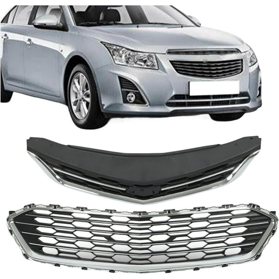 SHZAITOR Front Upper and Lower Grille Set 2pcs Kit Replacement for Cruze Sedan 2016 2017 2018