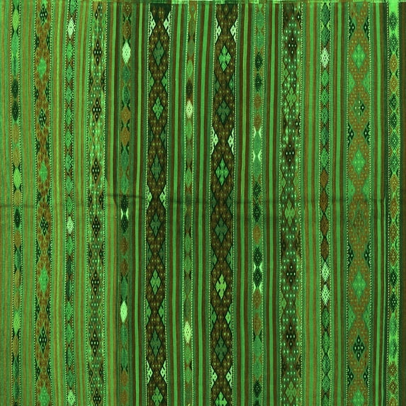Ahgly Company Indoor Square Southwestern Green Country Area Rugs, 4' Square