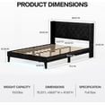 thumbnail image 3 of Full Bed Frame with LED Lights, Upholstered Velvet Platform Bed Frames with Button Tufted Wingback Headboard & Footboard - Wooden Slats Support, No Box Spring Needed, Black, 3 of 8
