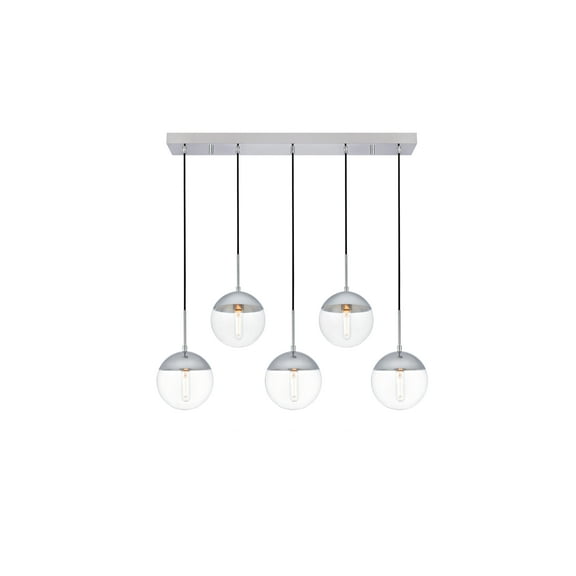 Eclipse 5 Lights Chrome Pendant With Clear Glass