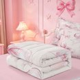 thumbnail image 5 of meiyoeat Pink Princess Bowknot Zipper Twin Comforter Sets with Fitted Sheet and 2 Pillowcases For Girls,Modern Bow Tie Zipper Bedding Set For Kids,Pink Reversible,4 Pieces, 5 of 7