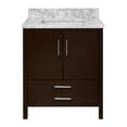 thumbnail image 2 of California 30" Bathroom Vanity with Chocolate Cabinet and Carrara Marble Top, 2 of 6