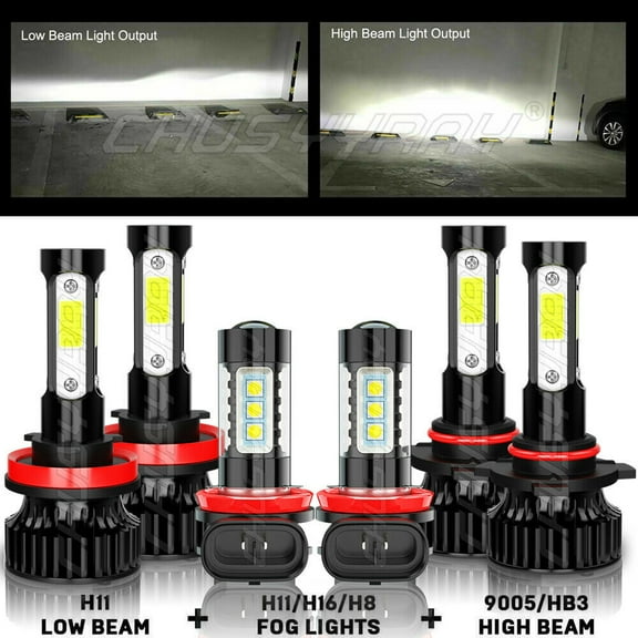 6X LED Headlight Fog Light Combo Bulbs Kit Compatible for Toyota Camry 2007 2008-2013 2014