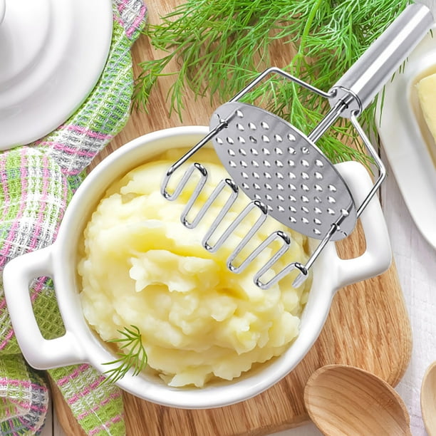 Fiudx Machacador de Papas, Mango Ergonómico de Acero Inoxidable, Utensilio de Cocina Inoxidable, Ligero y Práctico para Limpiar, Ideal para Hacer Puré de Papas, Aguacate y Guacamole, Apto para Lavava