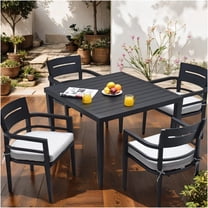JERFIT 4-Person Outdoor Patio Dining Set with Table and Cushioned Chairs, Ember Black Aluminum Furniture for Garden, Deck, Poolside