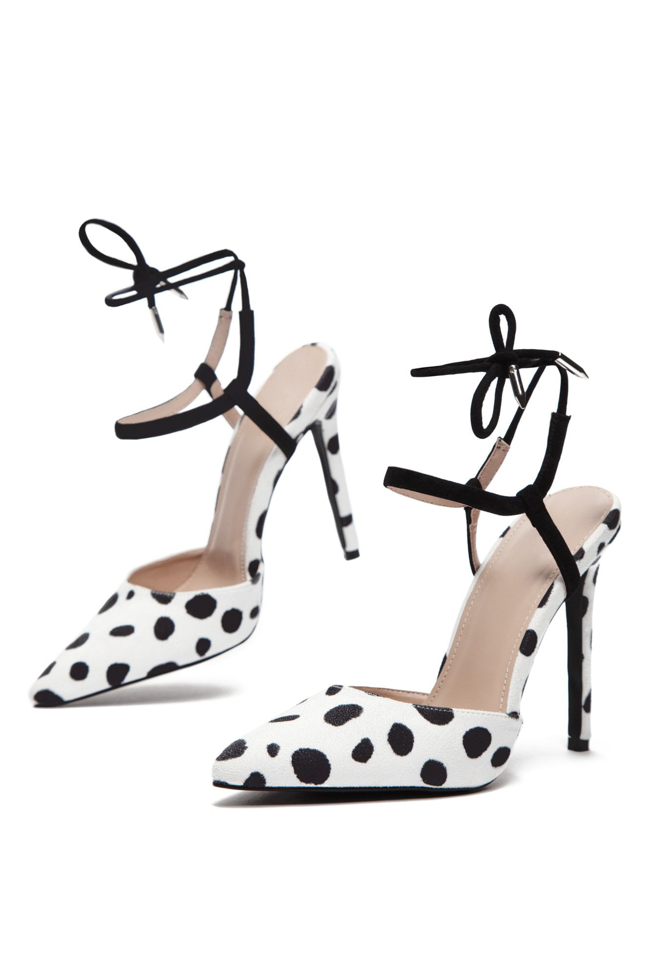 Black Satin Shoe Polka Dot Candy Striped Bow Front Peep 4.5'' Heel 1'' Platform