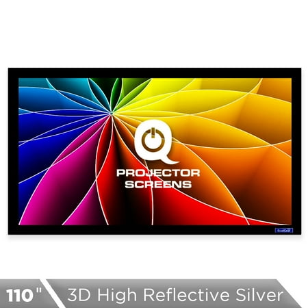 Projector Screen With Frame QualGear® 16:9 Fixed Frame Projector Screen, 110-Inch, 3D High Reflective Silver 2.5 Gain, QG-PS-FF6-169-110-S ()