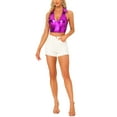 thumbnail image 2 of TOP CROP Holográfico INSPIRE CHIC para Mujeres, Brillante y Reluciente, Halter Metálico, Talla M, Color Púrpura, 2 of 5