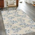 thumbnail image 4 of Area Rug 48×72in, Watercolor Blue Herb Leaves Floor Carpet Living Room Rug, Country Vintage Linen Non-Slip Welcome Mat Indoor Rugs for Bedroom Dining Room, 4 of 9