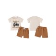 thumbnail image 2 of vera natura Little Boys Summer Shorts Sets Short Sleeve Letter Tractor Print Tops and Drawstring Shorts Sets, 2 of 9
