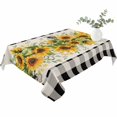thumbnail image 2 of Sunflower Table Cloth Waterproof Tablecloths, Summer Botanical Bee Rustic Black Plaid Tablecloth Dining Table Cover for Kitchen Party Tabletop Outdoor, Rectangle Tablecloth 52x70 Inch, 2 of 9