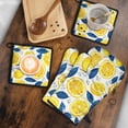 thumbnail image 5 of Blue Lemon Kitchen Oven Mitt and Pot Holder Sets 4 Pcs for Baking, Cooking and Grilling, Heat Resistant Up To 392 °F, 5 of 7