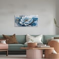 thumbnail image 2 of ZHONGYUTONG White Floral Canvas Wall Art Large Flower Gold Pictures Wall Decor Minimalist Lotus Paintings for Living Room Bedroom Decor Framed (16.00" x 32.00"), 2 of 5