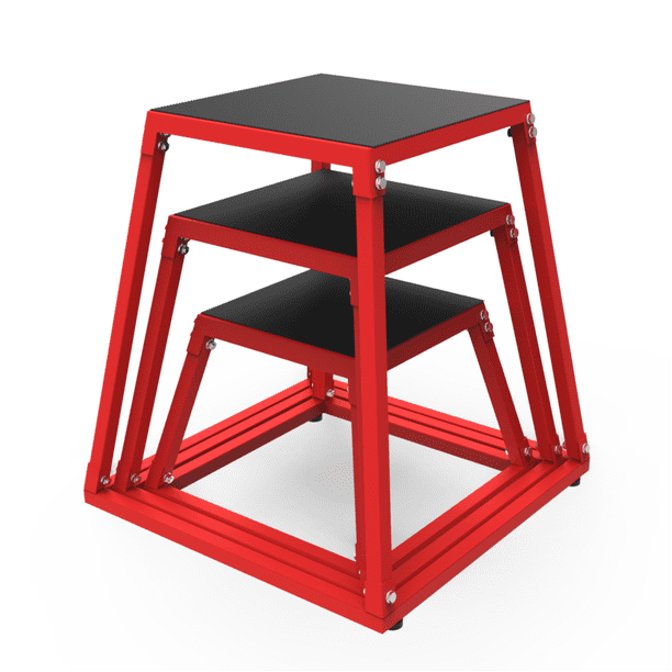 Yeshouse 12+18+24in Plyometric JumpingBox, Steel Plyo Box for Exercise,Steel Plyometric Platform and JumpingBox, Anti-Slip Fitness Exercise Step Up Box for Home Gym Training